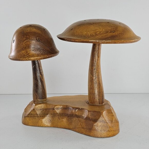 Vintage Genuine Monkey Pod Mushroom Wood Carved Toothpick Holder Philippines - Picture 5 of 9